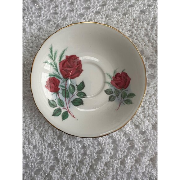 Delphine Bone China Tea Cup & Saucer Set With Red Rose Design Made In England - Picture 15 of 15